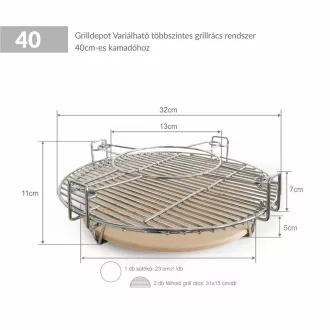   Grilldepot Pro – prilagodljiv večnivojski sistem žar rešetk za 40 cm kamado