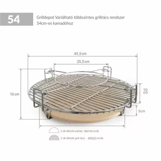  Grilldepot Pro – prilagodljiv večnivojski sistem žar rešetk za 54 cm kamado
